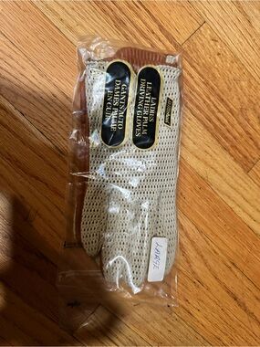 Unbranded Cream Driving Gloves with Brown Leather Trim - Large